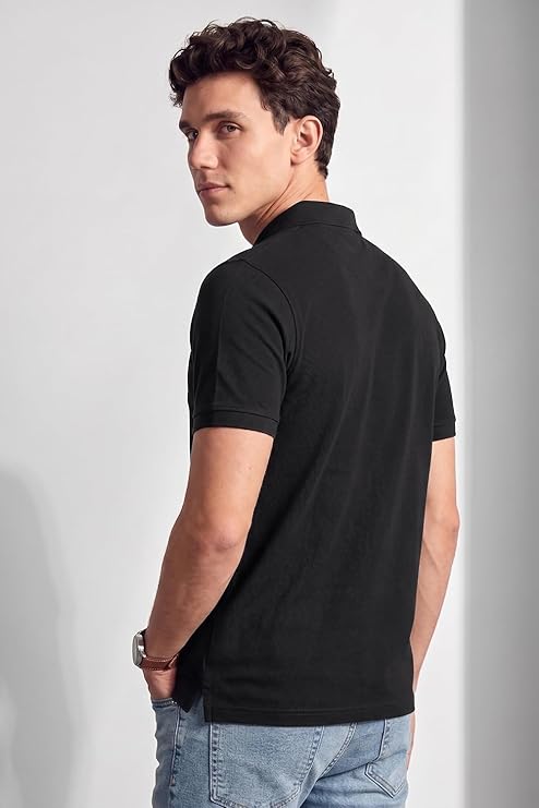 Allen Solly Men’s Polo T‑Shirt | Comfortable Rich Cotton Blend, Band Collar, Regular Fit | Stylish & Premium All Day Wear