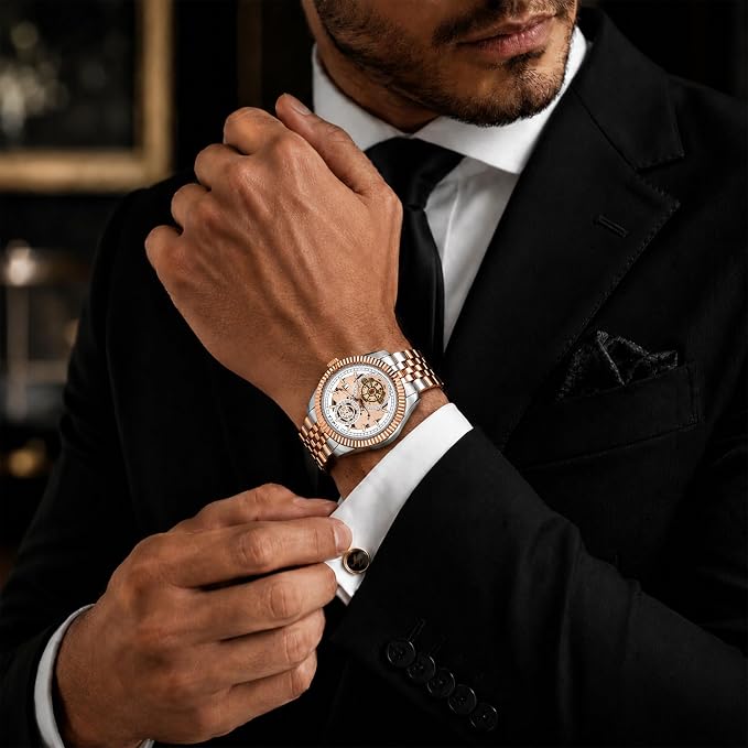 Watch for Man, Analog Wrist Watch with Stainless Steel Strap