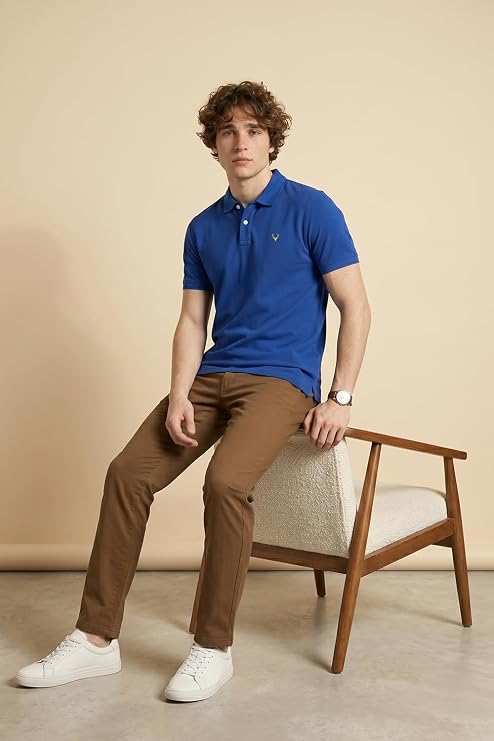 Allen Solly Men’s Polo T‑Shirt | Comfortable Rich Cotton Blend, Band Collar, Regular Fit | Stylish & Premium All Day Wear