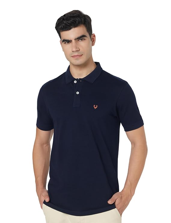 Allen Solly Men’s Polo T‑Shirt | Comfortable Rich Cotton Blend, Band Collar, Regular Fit | Stylish & Premium All Day Wear