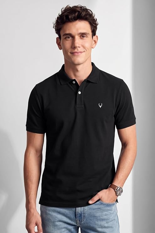 Allen Solly Men’s Polo T‑Shirt | Comfortable Rich Cotton Blend, Band Collar, Regular Fit | Stylish & Premium All Day Wear