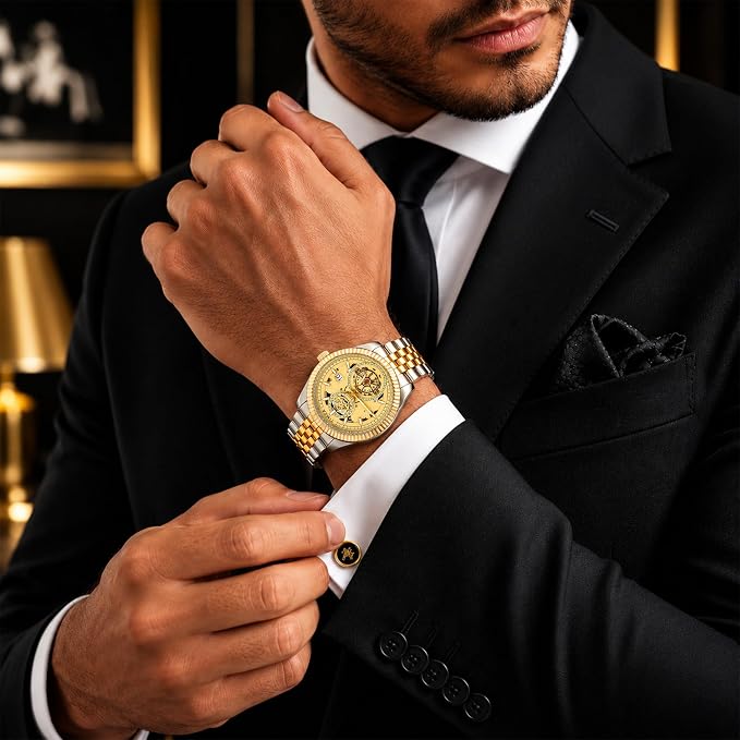 Watch for Man, Analog Wrist Watch with Stainless Steel Strap